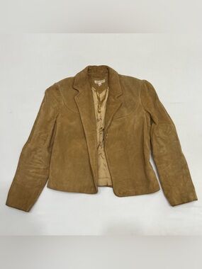 Vintage 70s Joseph Magnin Tan Suede Leather Blazer Jacket Sz 9/10 Boho Chic